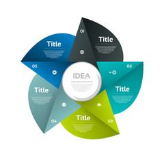 Wall Mural - Vector circle infographic. Template for diagram, graph, presentation and chart. Business concept with 5 options, parts, steps or processes. Abstract background