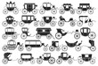Vintage carriage vector black,simple set icon. Vector illustration set cart for princess. Isolated black,simple icon transport of vintage carriage on white background .
