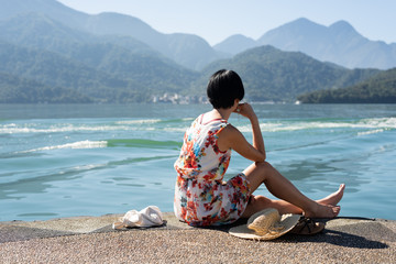 Sticker - traveling Asian woman