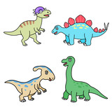 Fototapeta  - Set of cute dinosuars collection isolated on white background for children and kids. Flat design cartoon vector illustration style.