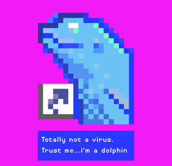 Aufkleber - Smiling dolphin icon with text 