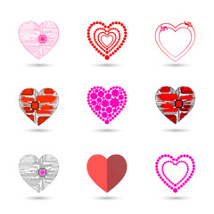 Wall Mural - Set of heart icons. Vector heart for design.