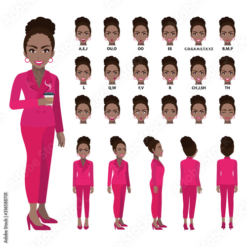 Fotomural Cartoon character with African American business woman in suit for animation