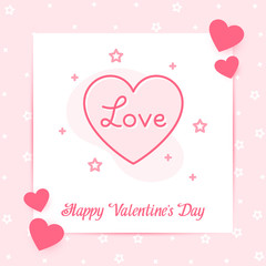 Wall Mural - Heart valentine card text love line icon vector