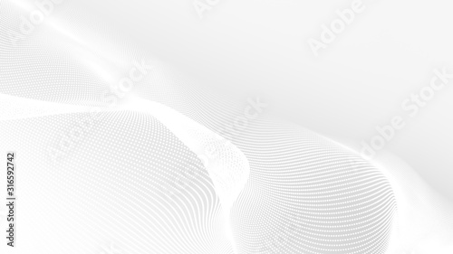 Fotomural Dot white gray wave light technology texture background