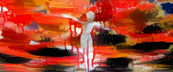 Wall Mural - Women statue. Modern abstract painting in vivid colors