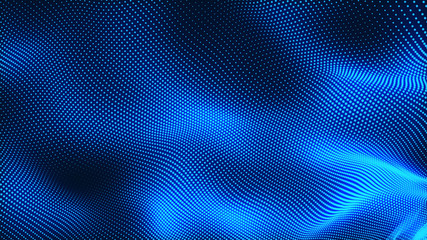 Dot white blue wave light screen gradient texture background. Abstract  technology big data digital background. 3d rendering.