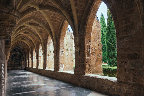 Fotomural Covered bypass gallery of the church of the Мonastery De Piedra in Aragon