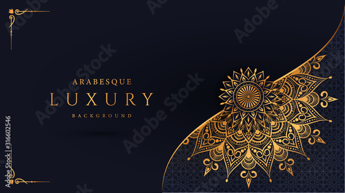 Photo Luxury mandala background with golden arabesque pattern arabic islamic east style
