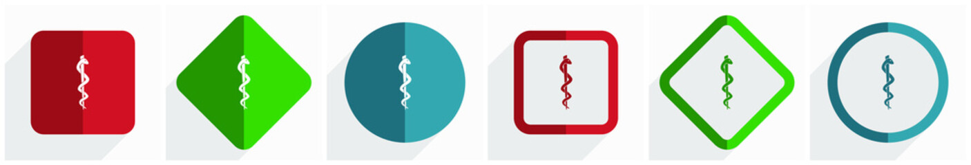 Aufkleber - Emergency icon set, flat design vector illustration in 6 options for webdesign and mobile applications in eps 10