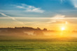canvas print picture - Beautiful summer sunrise over fields