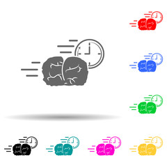 Poster - brain thinking speed multi color style icon. simple glyph, flat vector of speed icons for ui and ux,