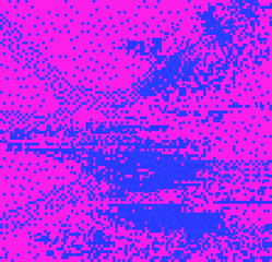 Poster - Abstract webpunk and vaporwave style background with pixelated glitched screen. Generative computer art.