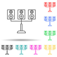 Poster - sound column multi color style icon. Simple thin line, outline vector of spotlight stage icons for ui and ux, website or mobile application