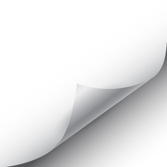 Poster - Blank page with curled corner and shadow, page curl with shadow on blank sheet of paper, corner of sheet of paper – vector