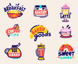 © Sergii Pavlovskyi - Cute Set for Bakery Shop or Coffee House Goods Design Isolated on White Background. Doodle Icons Collection of Bakery and Hot Drinks, Cup of Latte, Daily Fresh Typography Cartoon Vector Illustration