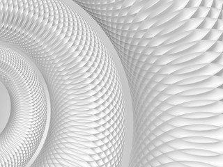 Wall Mural - Abstract white background with round spiral structure made of circles, 3d