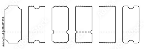 Fotomural Set of linear ticket templates. Blank tickets
