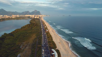 Wall Mural - Seascape of beach in Barra da Tijuca, Rio de Janeiro, Brazil. Seascape of beach in Barra da Tijuca, Rio de Janeiro, Brazil. Seascape of beach in Barra da Tijuca, Rio de Janeiro, Brazil.