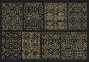 Collection indian seamless pattern with paisley, mandala and floral motif for wallpaper or fabric