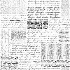Poster - Seamless background pattern. Imitation of a abstract vintage lettering. Unreadable text.