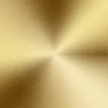 Radial Polished Texture Golden Metal Background. Vector Textured Technology Gold Color Background With Circular Polished, Brushed Concentric Texture. Gold, Brass, Copper Or Bronze