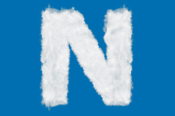 Wall Mural - Letter N font shape element made of clouds on blue background over sky
