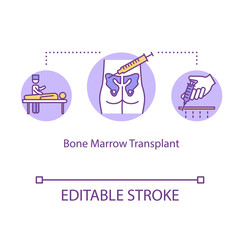 Bone marrow transplant concept icon. Cancer treatment idea thin line illustration. Blood and bone marrow diseases. Hemato oncology. Vector isolated outline RGB color drawing. Editable stroke