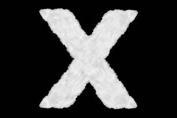 Wall Mural - Letter X font shape element made of clouds on black background ready for mask or blending modes