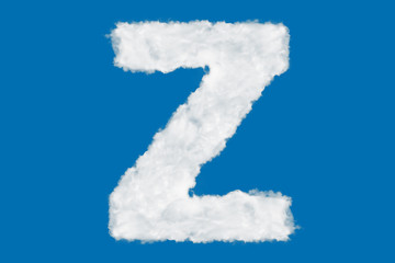 Wall Mural - Letter Z font shape element made of clouds on blue background over sky