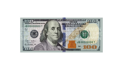 100 dollars money realistic paper banknotes of usa - vector business art illustration