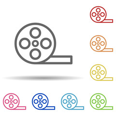 Aufkleber - Movie film in multi color style icon. Simple thin line, outline vector of theatre icons for ui and ux, website or mobile application