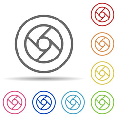 Aufkleber - Diaphragm, camera, theatre in multi color style icon. Simple thin line, outline vector of theatre icons for ui and ux, website or mobile application