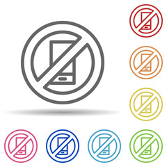 Aufkleber - Silence cellphones, theatre in multi color style icon. Simple thin line, outline vector of theatre icons for ui and ux, website or mobile application