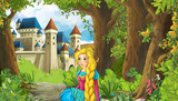 Fototapeta Las - princess, castle, nature, romantic, queen, cartoon, background, beautiful, beauty, calm, cute, environment, fairy, fairy tale, fairytale, flowers, forest, garden, happy, hills, idyllic, illustration, 
