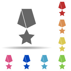 Poster - Military medal in multi color style icon. Simple glyph, flat vector of army icons for ui and ux, website or mobile application