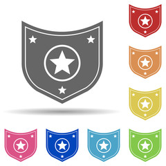 Aufkleber - Star in the shield in multi color style icon. Simple glyph, flat vector of army icons for ui and ux, website or mobile application