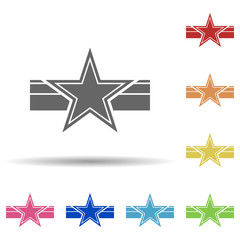 Aufkleber - Star on the ribbon in multi color style icon. Simple glyph, flat vector of army icons for ui and ux, website or mobile application