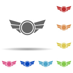 Aufkleber - circle with wings in multi color style icon. simple glyph, flat vector of army icons for ui and ux, 