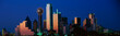 This is the skyline at dusk. It shows the Reunion Tower which is 50 stories high.