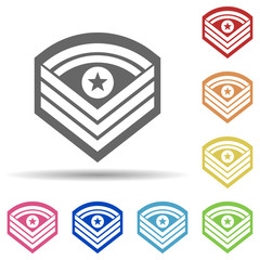 Poster - Military badge on the sleeve in multi color style icon. Simple glyph, flat vector of army icons for ui and ux, website or mobile application