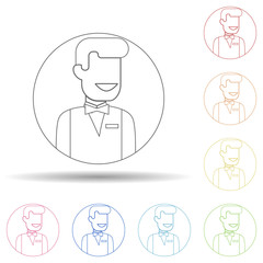 Aufkleber - Avatar of waiter in multi color style icon. Simple thin line, outline vector of avatar icons for ui and ux, website or mobile application