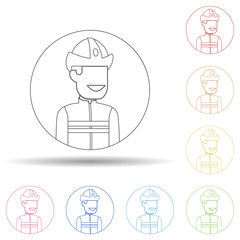 Aufkleber - Avatar of firefighter in multi color style icon. Simple thin line, outline vector of avatar icons for ui and ux, website or mobile application