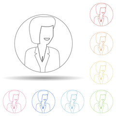 Poster - Avatar of businesswoman in multi color style icon. Simple thin line, outline vector of avatar icons for ui and ux, website or mobile application
