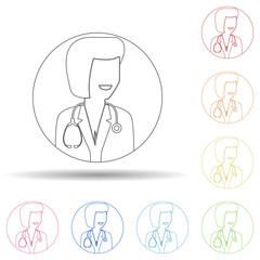 Aufkleber - Avatar of female doctor in multi color style icon. Simple thin line, outline vector of avatar icons for ui and ux, website or mobile application