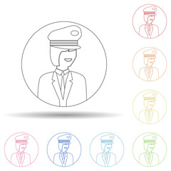 Poster - Avatar of woman pilot in multi color style icon. Simple thin line, outline vector of avatar icons for ui and ux, website or mobile application