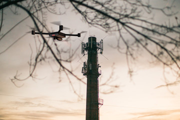 cellular signal tower inspecting drone