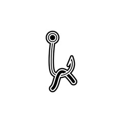 Poster - hook with a worm icon. Simple glyph, flat vector of camping icons for ui and ux, website or mobile application