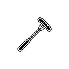 Poster - sausage on the fork icon. Simple glyph, flat vector of camping icons for ui and ux, website or mobile application