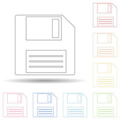 Aufkleber - Colored floppy disc in multi color style icon. Simple thin line, outline vector of web icons for ui and ux, website or mobile application
